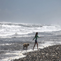 Dog and Girl in the Surf